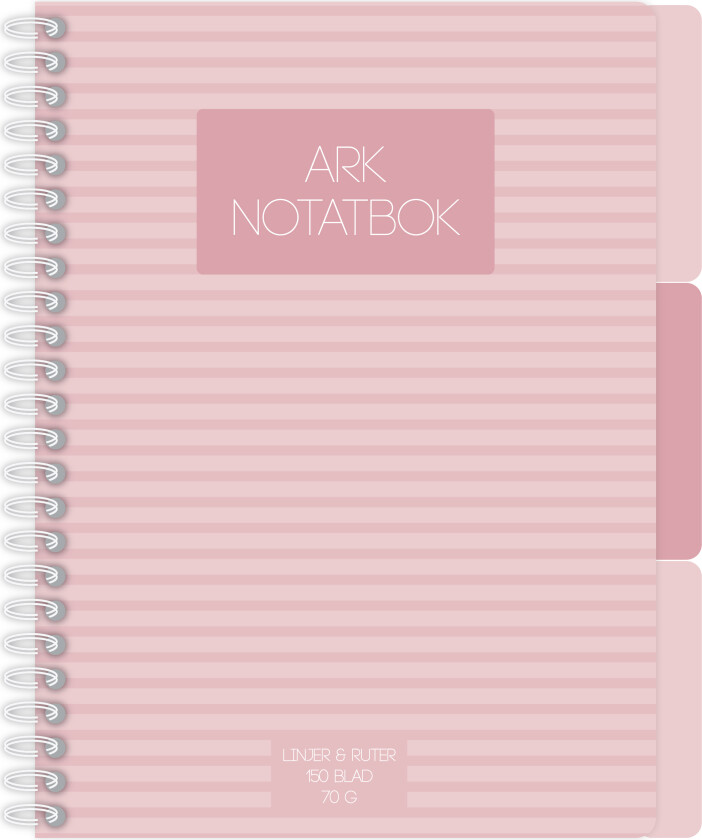 Notatbok ARK A5 3 index 150 blad rosa
