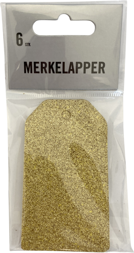 Merkelapper glitter 6 pk gull