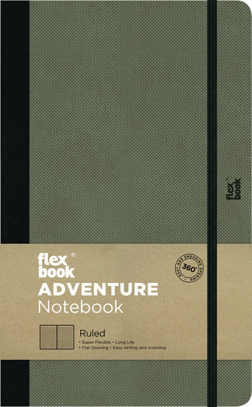 Notatbok Flex grå/grønn linj 17x24 cm