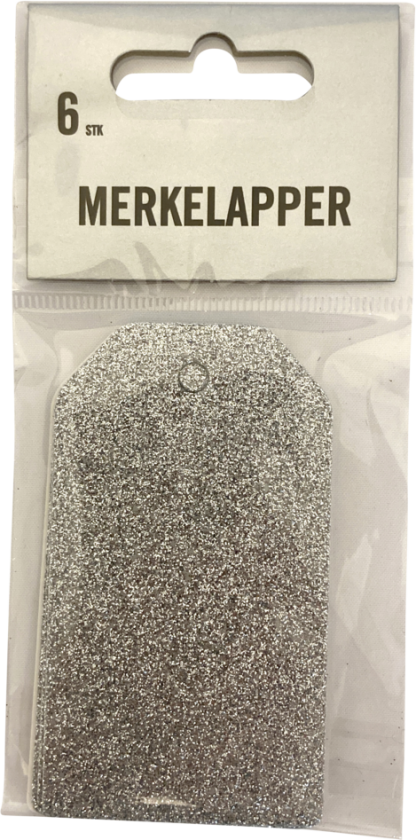 Merkelapper glitter 6 pk sølv