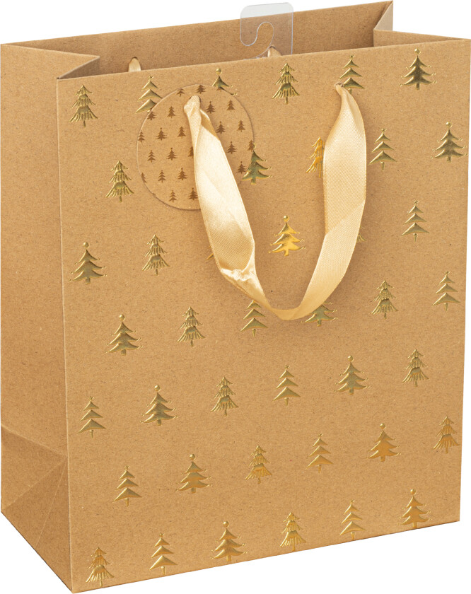 Gavepose juletre M gullfolie kraft