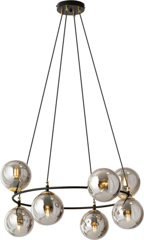 Emibig Azura takpendel 7-lys - Svart/Røykfarget