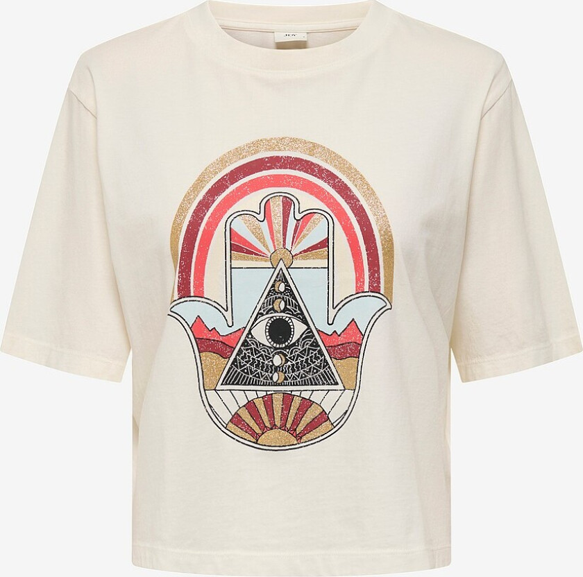 Topp jdyCarla S/S Washed Print Top Jrs - Hvit