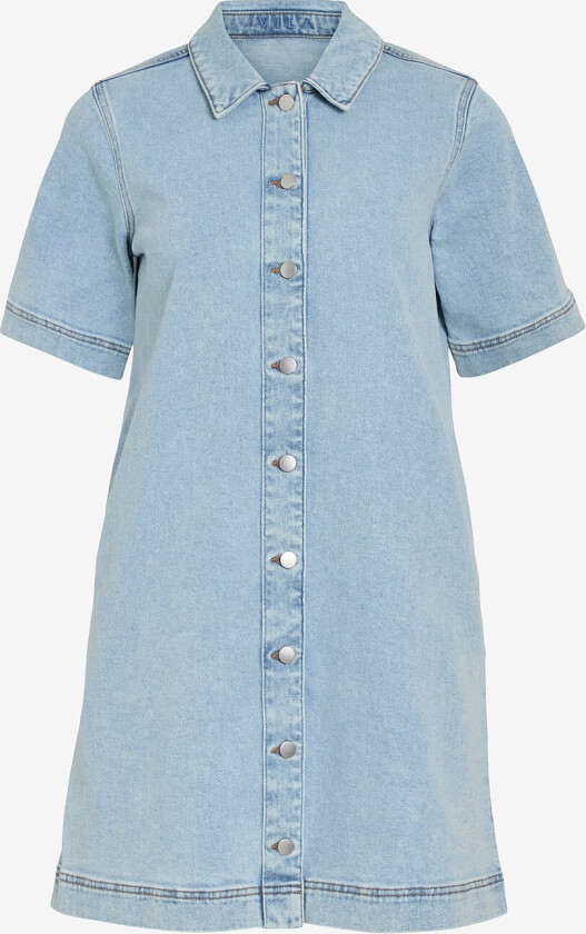 Denimkjole viSol 2/4 Sleeve Button Dress/r - Blå