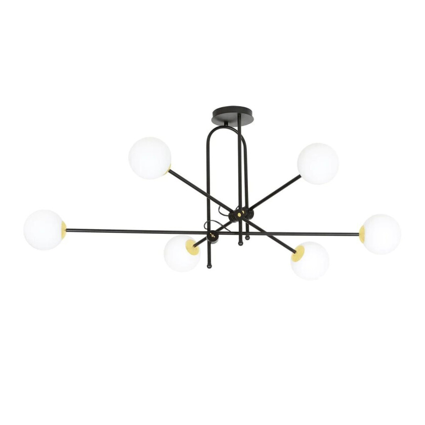 Emibig Diarf 6 taklampe - Svart/Opal/Gullfarget