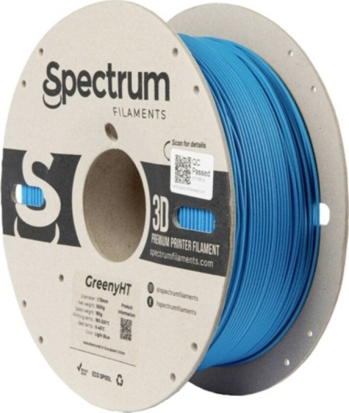 Spectrum Filaments 80703 Greenyht Filament Pla-Plast Varmebestandig, Høj Grad Af Stivhed, Mat 1.75 Mm 1000 G Light Blue, Blå 1 Stk
