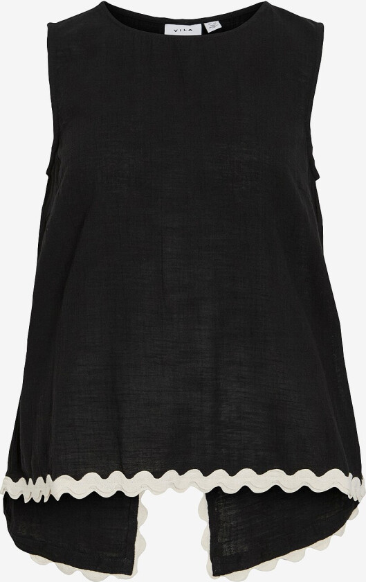 Topp viManda Wavy O-neck S/L - Svart