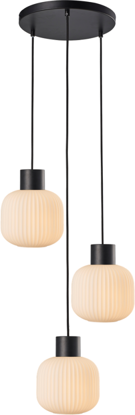 Pento takpendel 3-lys rondell - Opal hvit