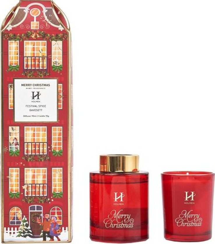 Bilde av Ferano gavesett diffuser og duftlys juleduft 6,7x6,7x24 cm