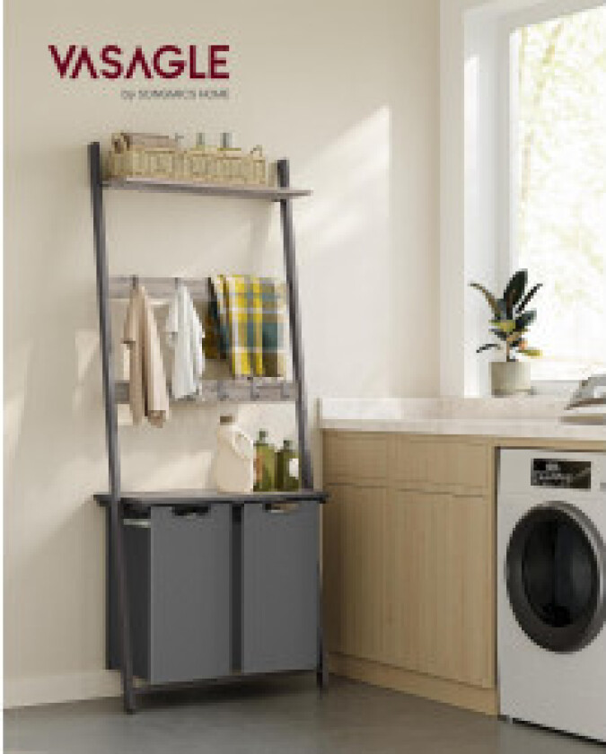 2-delt skittentøyskurv med hylle og stige