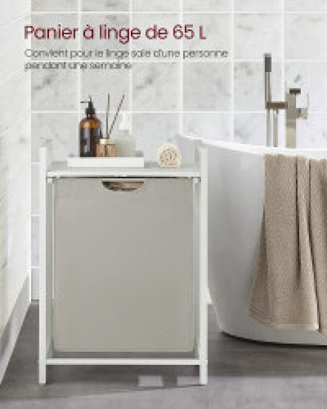 Kompakt 65L skittentøyskurv med spaltehylle