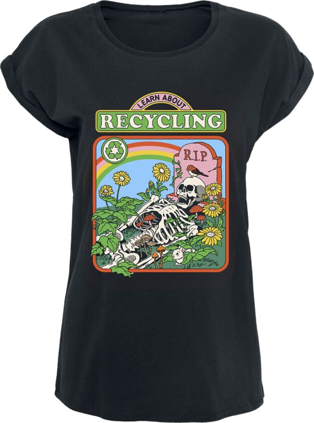 Fun T-skjorte - Learn About Recycling - S til 5XL - Damer - svart