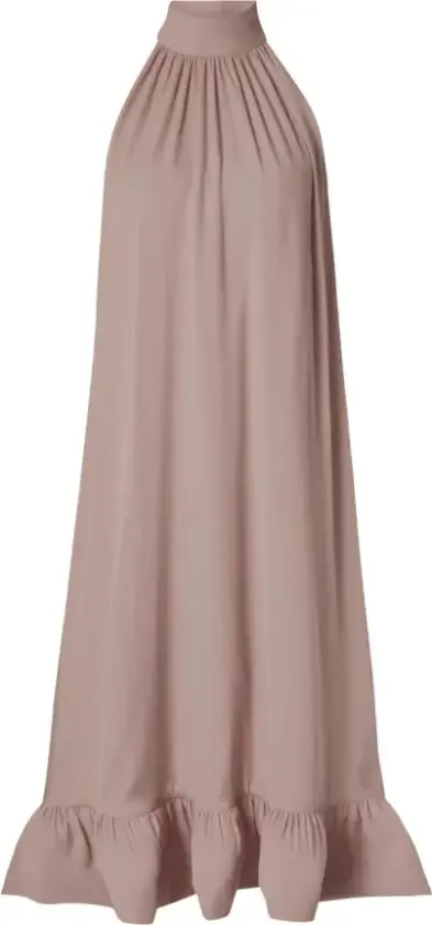 Sabrina Halterneck Ruffled Midi Dress Beige 36
