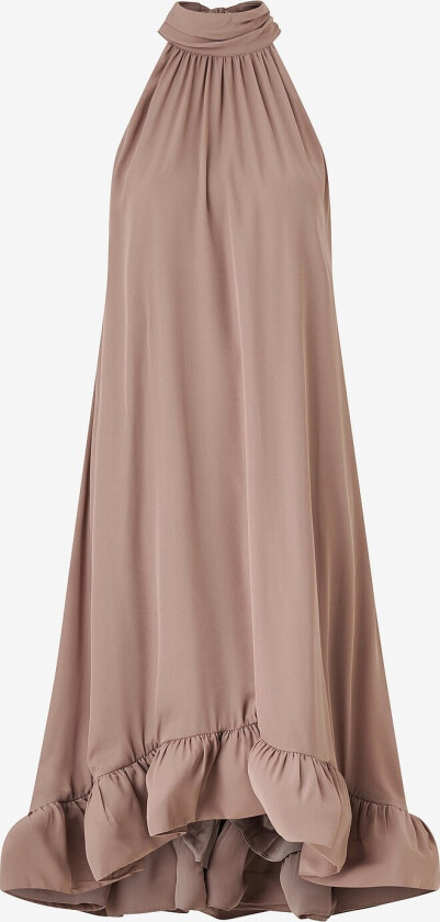 Sabrina Halterneck Ruffled Midi Dress Beige 40