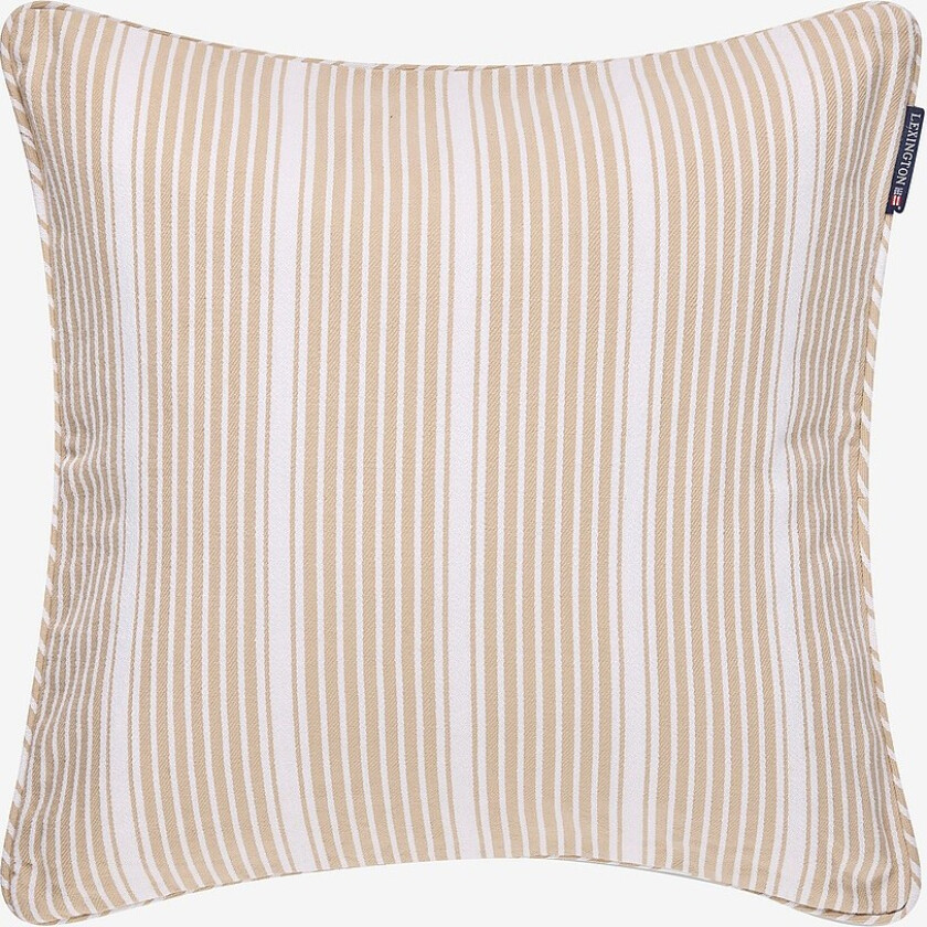 Klassisk stripete puteovertrekk i bomullstwill - Beige