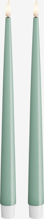 LED Taper Candle Shiny 2,2x28 cm 2 stk - Grønn