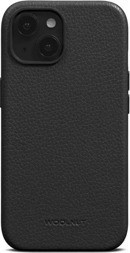 WOOLNUT iPhone 15 WOOLNUT Ekte Skinn Deksel - MagSafe Kompatibel - Svart
