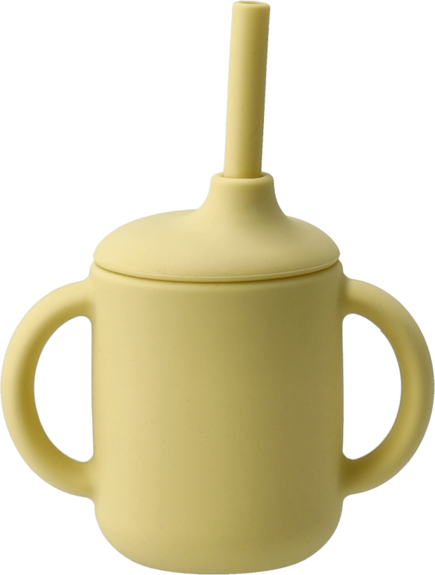 Idun kopp med sugerør silikon 120 ml Lemon