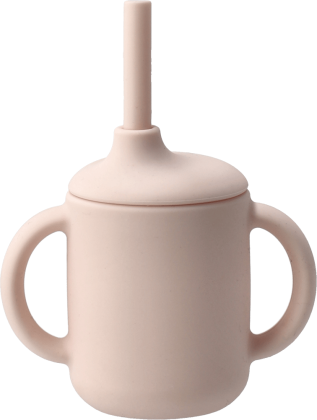 Idun kopp med sugerør silikon 120 ml Blush