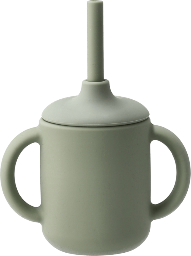Idun kopp med sugerør silikon 120 ml Green