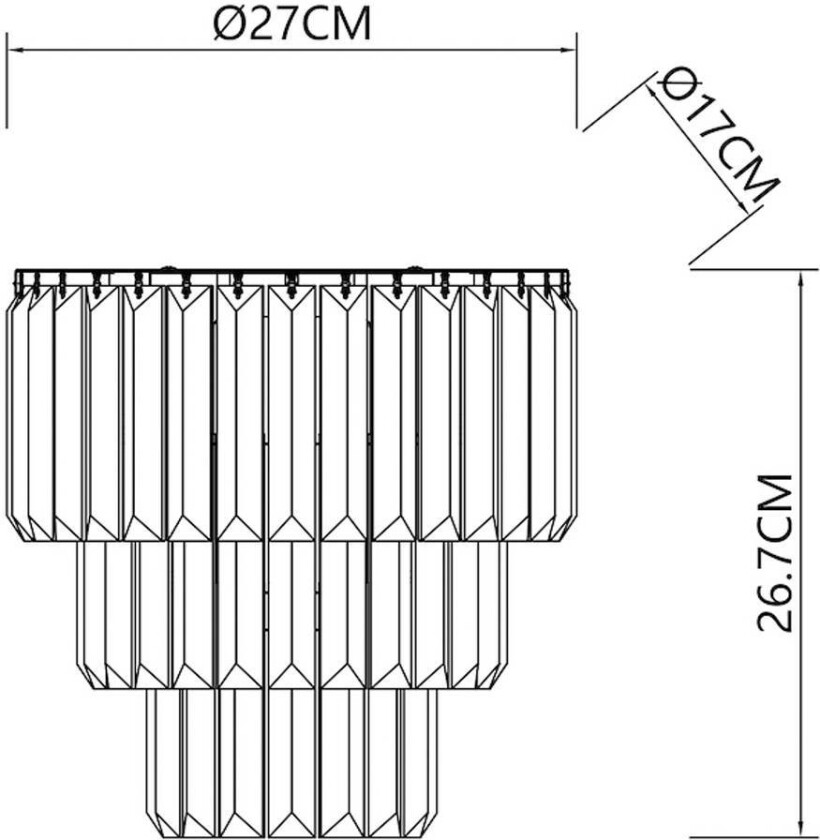 Vegglampe Milano, høyde 27 cm, gull/krystall, glass, 2 x E14