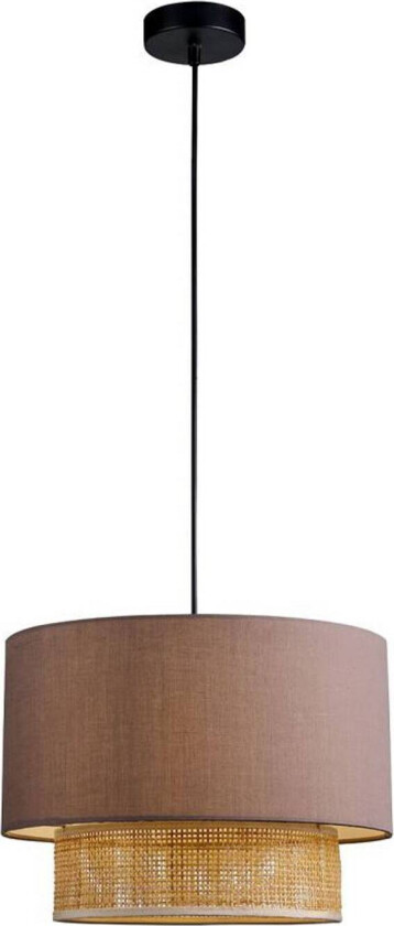 Hengelampe Rika, Ø 34 cm, grå/naturfarget, stoff/rotting