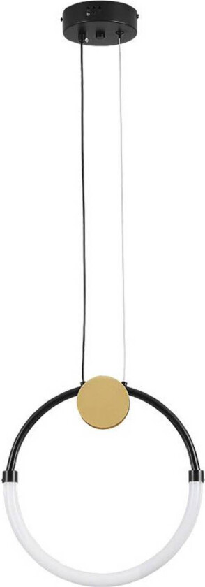 LED-hengelampe Briana, Ø 30 cm, svart/gullfarget, metall