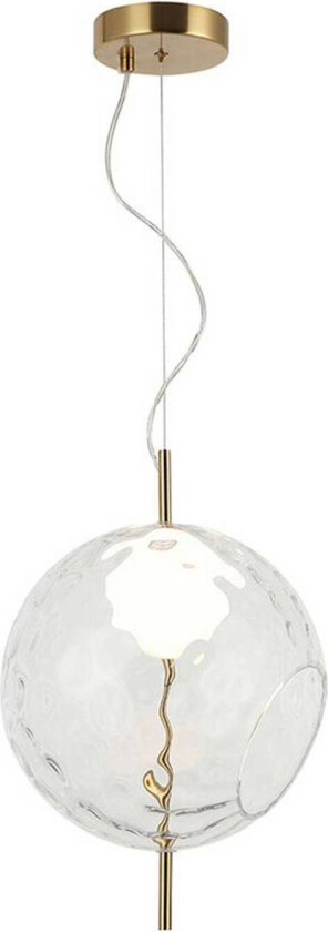 LED-pendellampe Dalia, klar/gullfarget, Ø 30 cm, glass