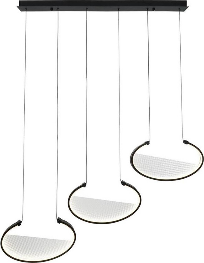 LED-hengelampe Adele, lengde 117 cm, svart, metall, 3 lyskilder.