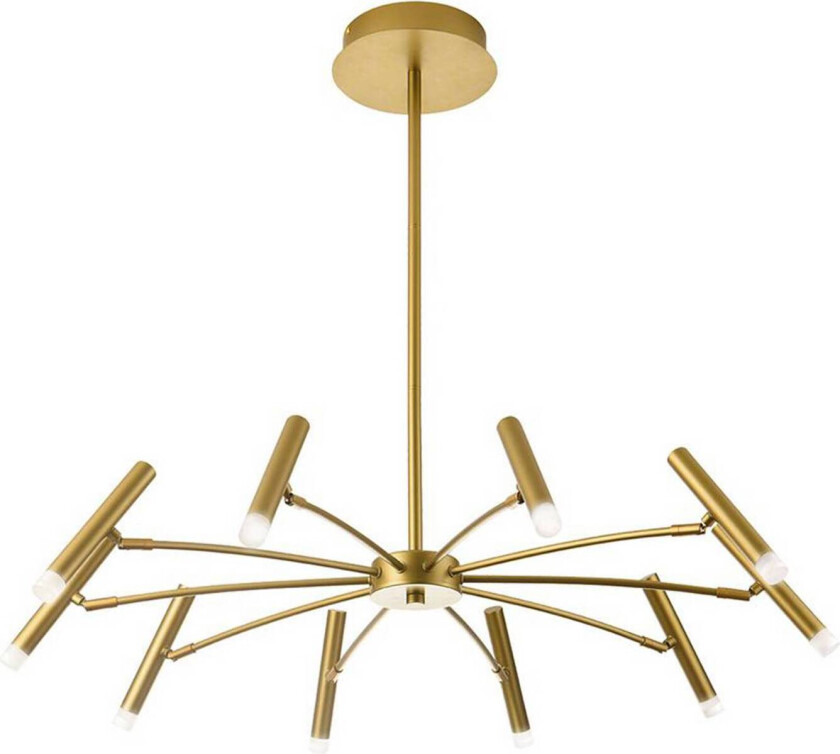 LED-hengelampe Secret, gullfarget, Ø 80 cm, metall, 10 lyskilder.