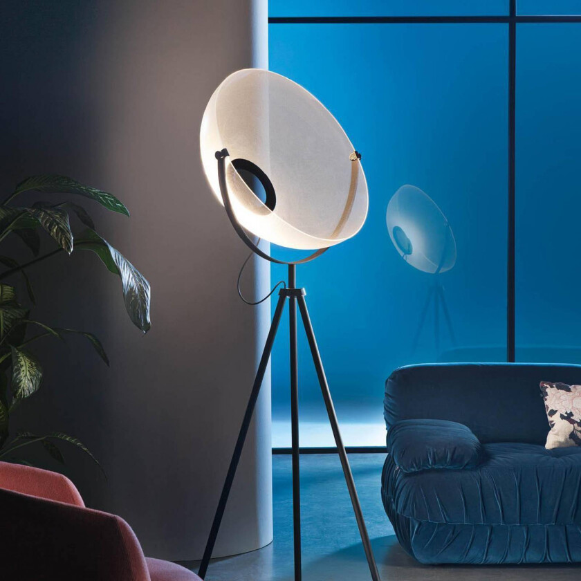Bilde av LED-gulvlampe Demi Moon, svart, høyde 196 cm