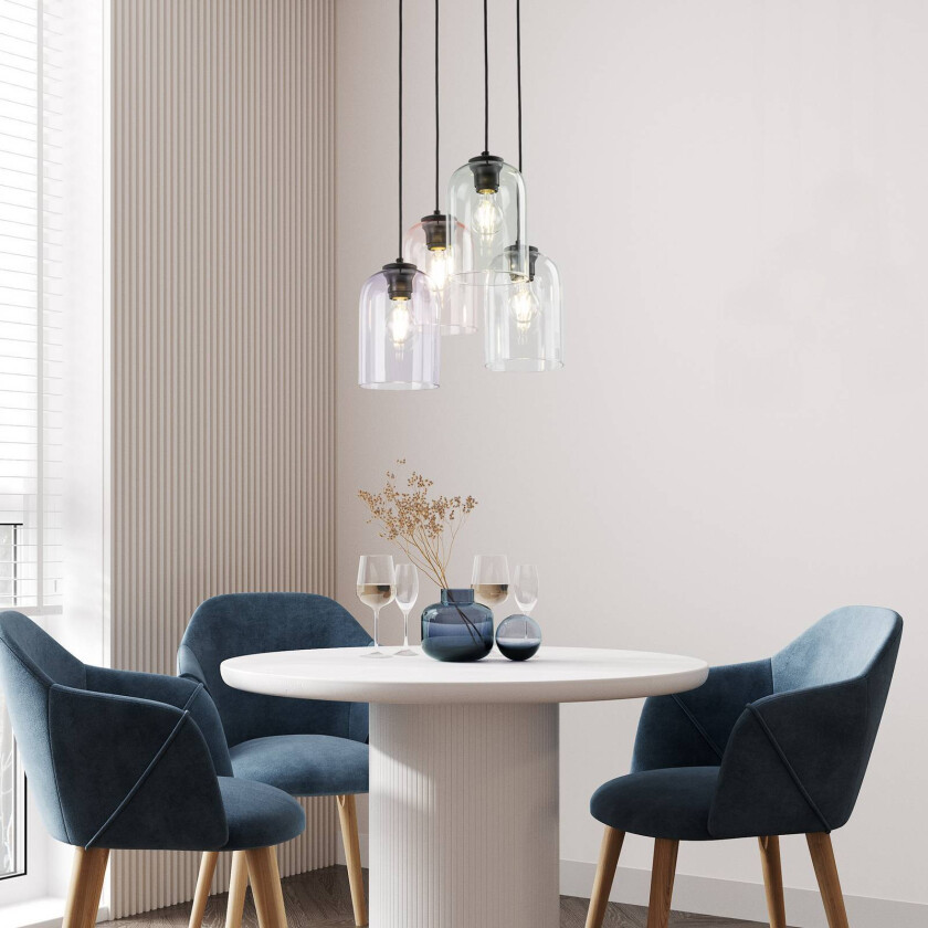 Hengelampe Molly, Ø 38 cm, flerfarget, metall, glass, 4 lyskilder.