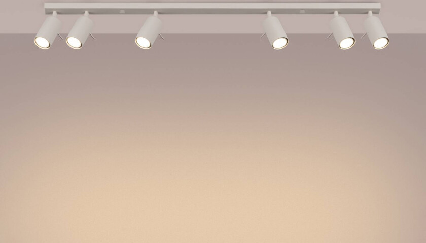 Ring downlight, beige, lengde 117 cm, stål, 6 lyskilder.