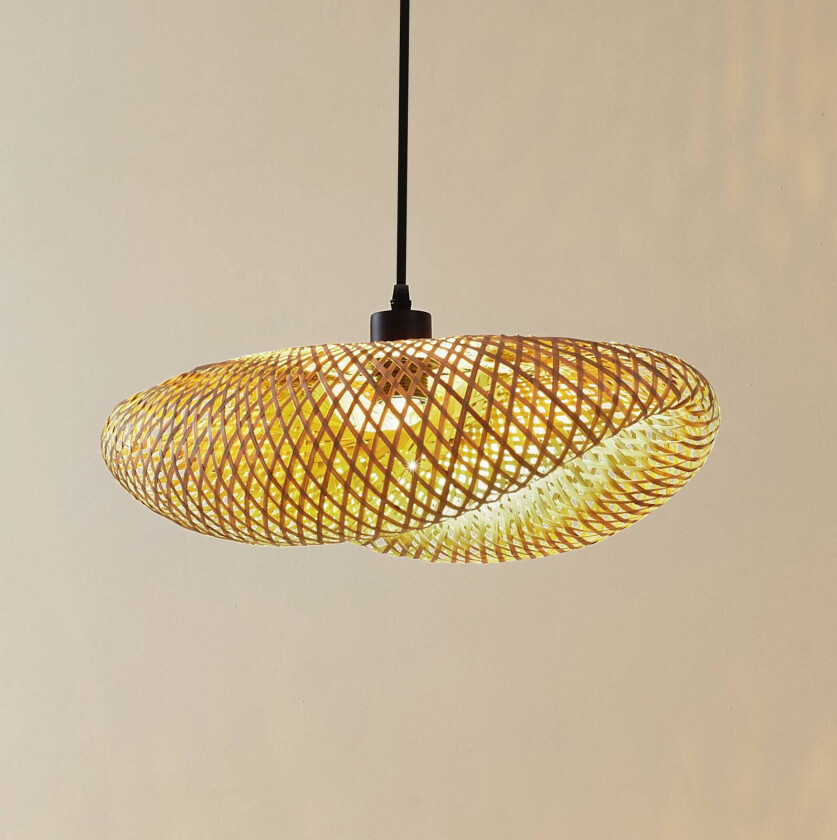 Lindby hengelampe Eleane, bambus, natur, lengde 50 cm, E27