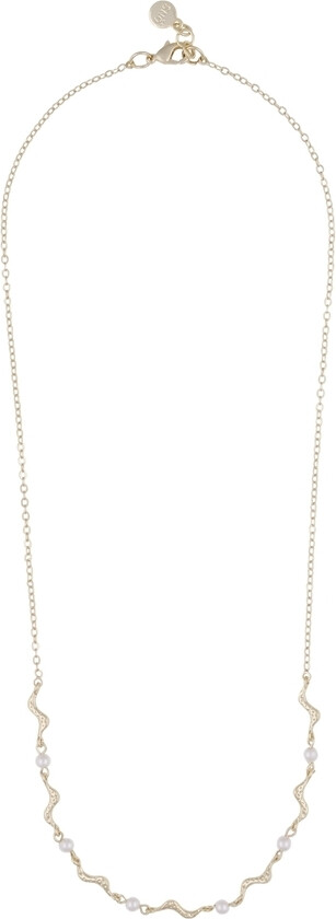 Line Pearl Necklace Gold/White 42cm
