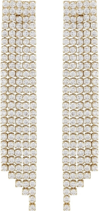 Siri Big Stone Tassle Earring Gold/Clear Onesize