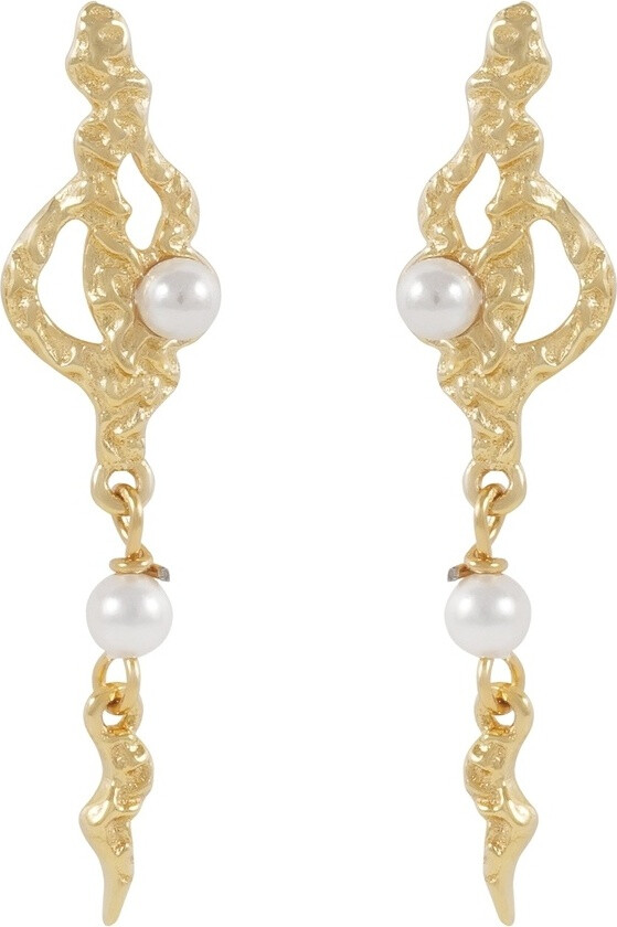 Line Pendant Earring Gold/White Onesize