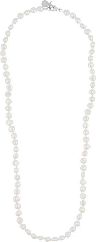 Florence Pearl Necklace Silver/White 45cm