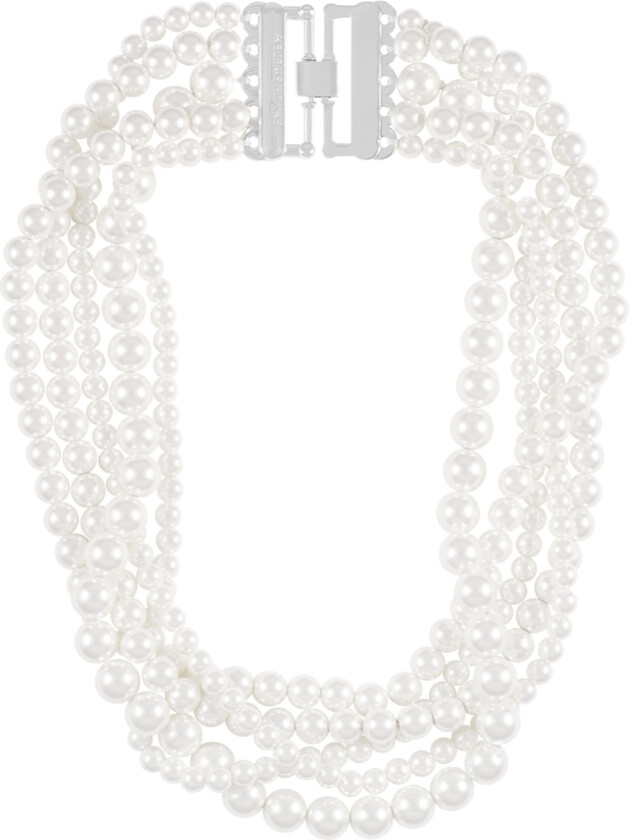 Icon Big 5 String Necklace Silver/White Onesize