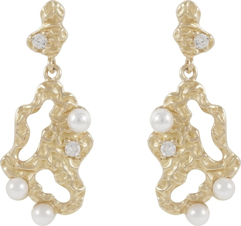 Line Short Earring Gold/White Onesize