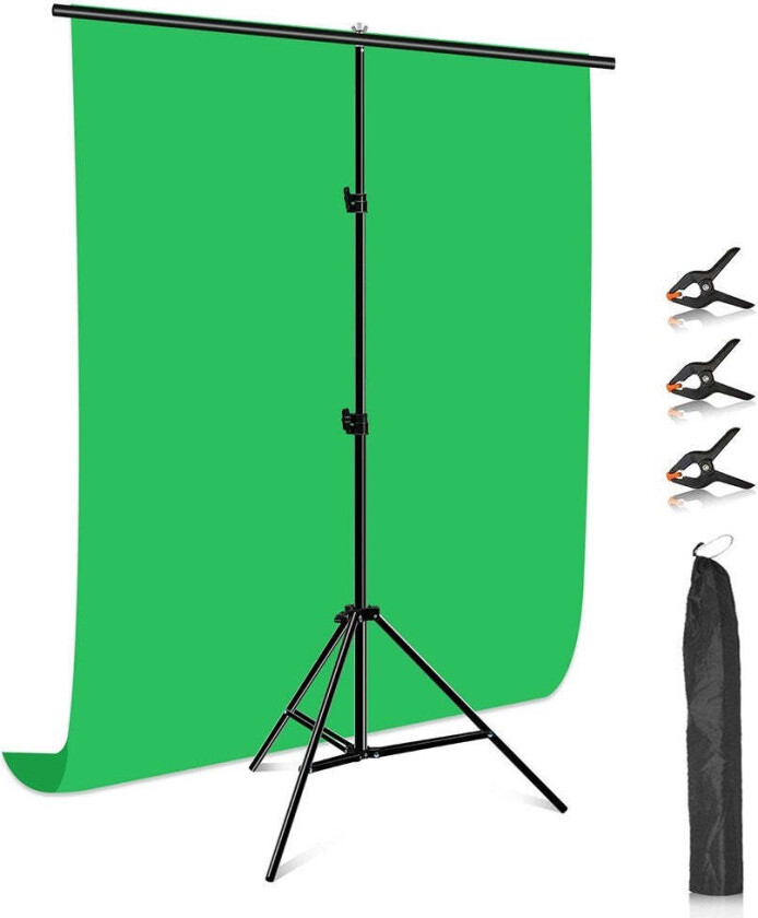 Fotobakgrunn med T-Stativ & Tilbehør - 1 x 2 m - Grønn