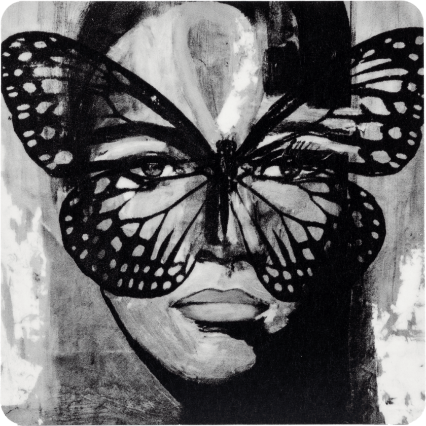 Bilde av Golden Butterfly glassbrikke 9x9 cm Black-white