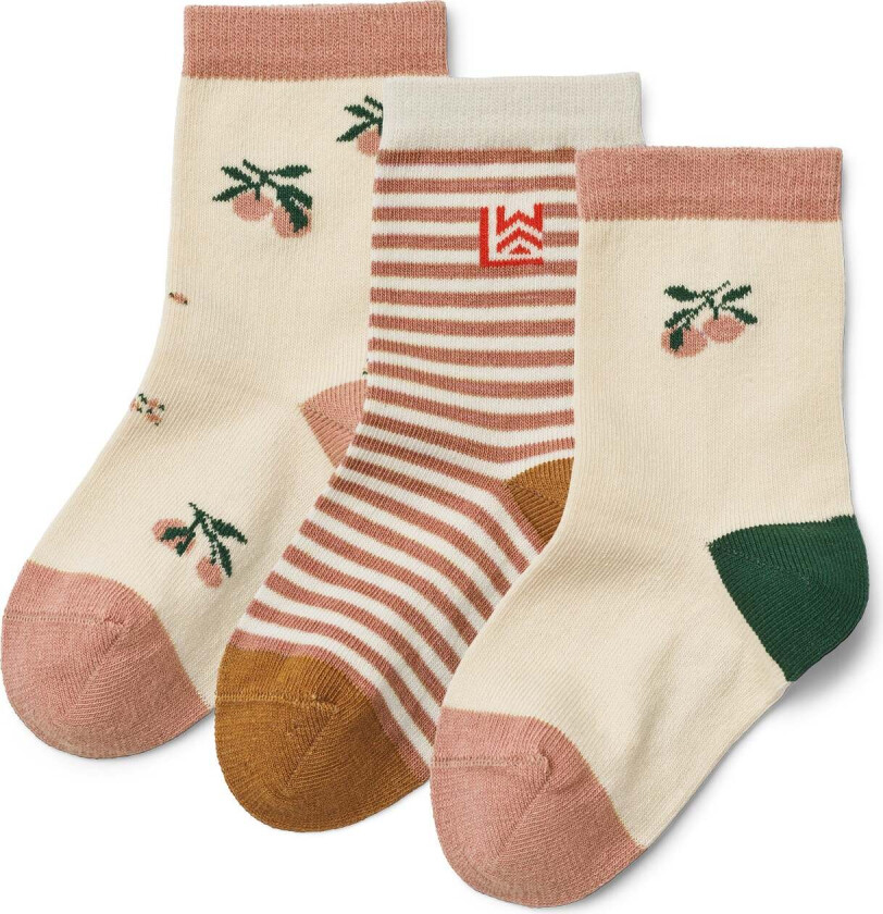 Silas Sokker 3-pakning, Peach sea shell mix, 17-18 - Sokker - Bomull,Elastan,Polyamid