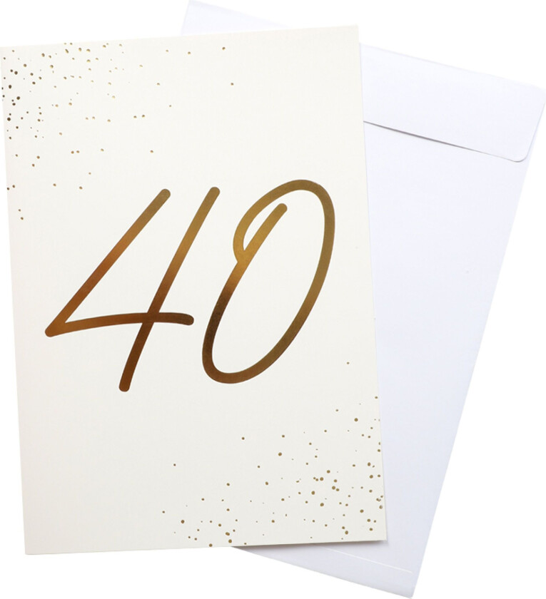 Bilde av Gratulasjonskort Gull Tall med Konvolutt - Tall 40