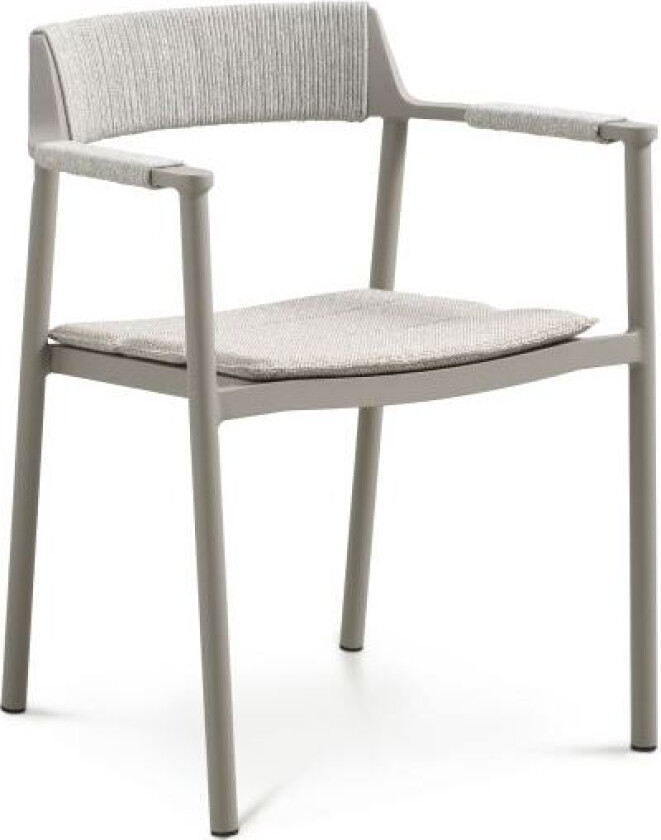 Salina hagestol, med armlener og pute - sandfarget stoff og aluminium