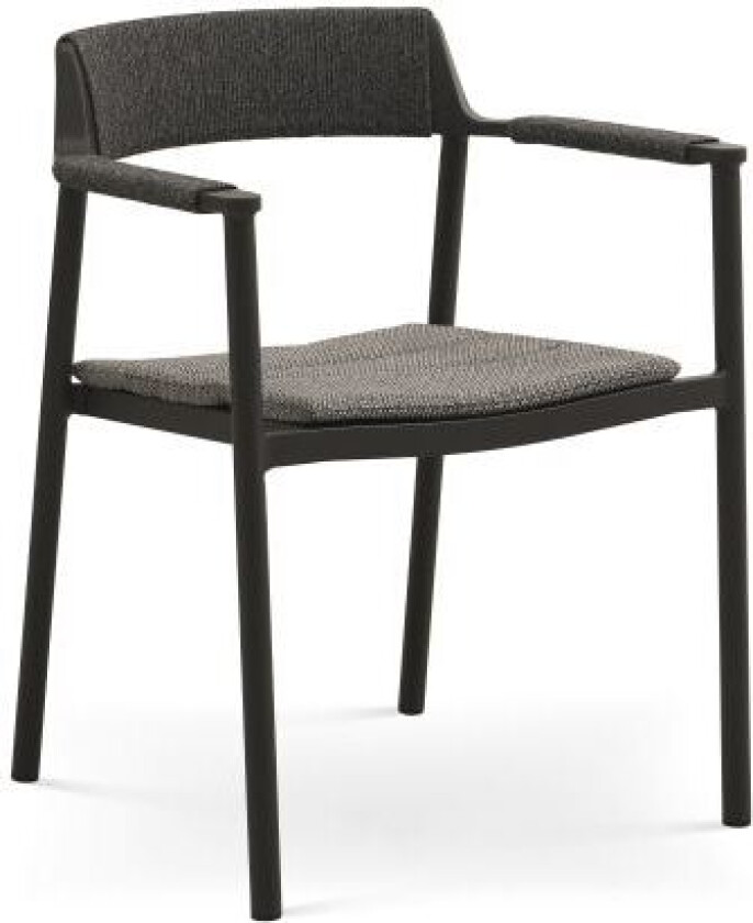 Salina hagestol, med armlener og pute - antrasittgrått stoff og aluminium