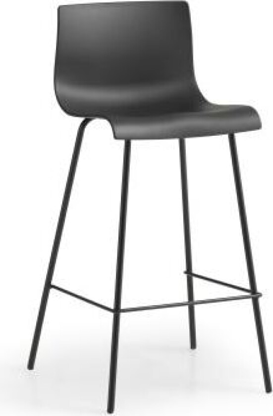 Liv-ramme benkestol, med ryggstøtte og fotstøtte - svart polypropylen og svarte ben