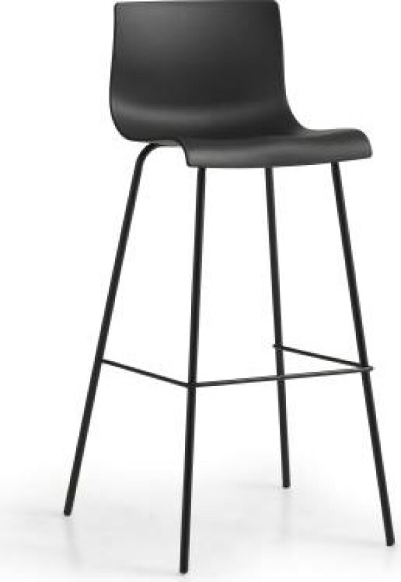 Liv barkrakk med ramme, med ryggstøtte og fotstøtte - svart polypropylen og svarte ben