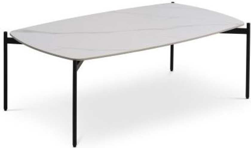 Malta salongbord, rektangulært - hvit keramikk og svart metall (120x70xH:42)