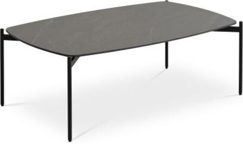 Malta sofabord, rektangulært - antrasittgrå keramikk og svart metall (120x70xH:42)